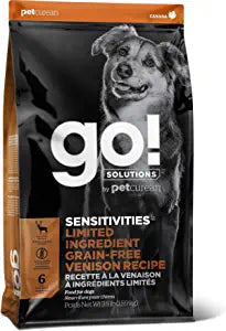 Petcurean GO! Sensitivities LID Grain-Free Venison Recipe Dry Dog Food - 22 lb Bag