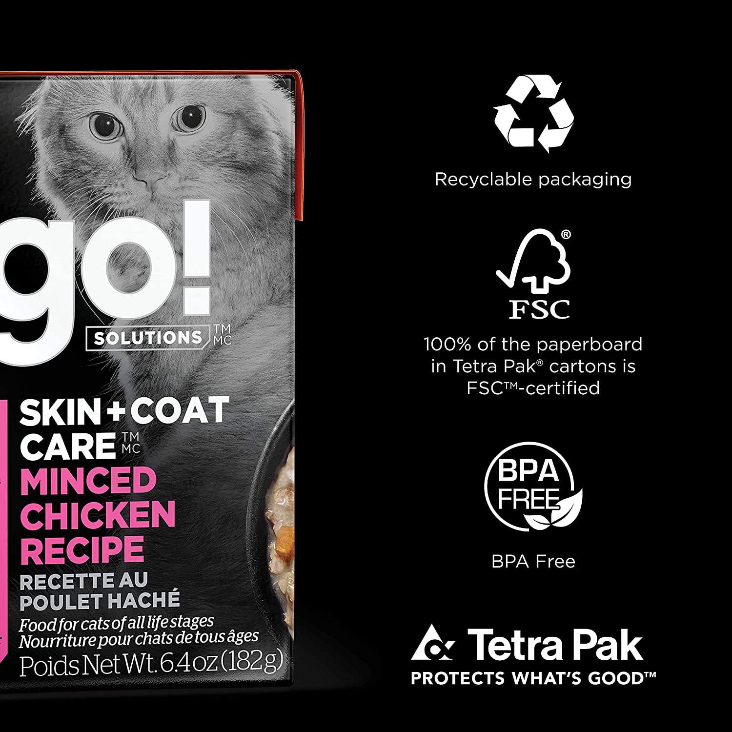 Petcurean GO! Skin & Coat Care Minced Chicken Wet Cat Food - 6.4 oz - Case of 24  