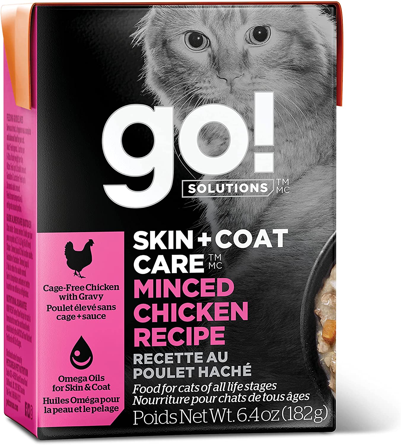 Petcurean GO! Skin & Coat Care Minced Chicken Wet Cat Food - 6.4 oz - Case of 24  