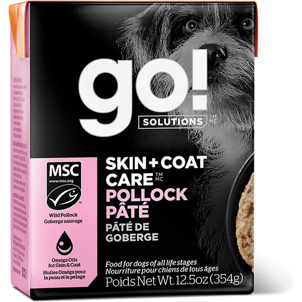 Petcurean GO! Skin & Coat Care Pollock Pate' Wet Dog Food - 12.5 oz - Case of 12