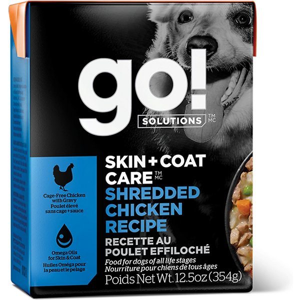 Petcurean GO! Skin & Coat Care Shredded Chicken Wet Dog Food - 12.5 oz - Case of 12