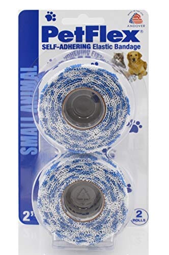 Petflex Cohesive Bandage Paw Print Dog Wound Care - Blue - 2 In X 5 Yd  