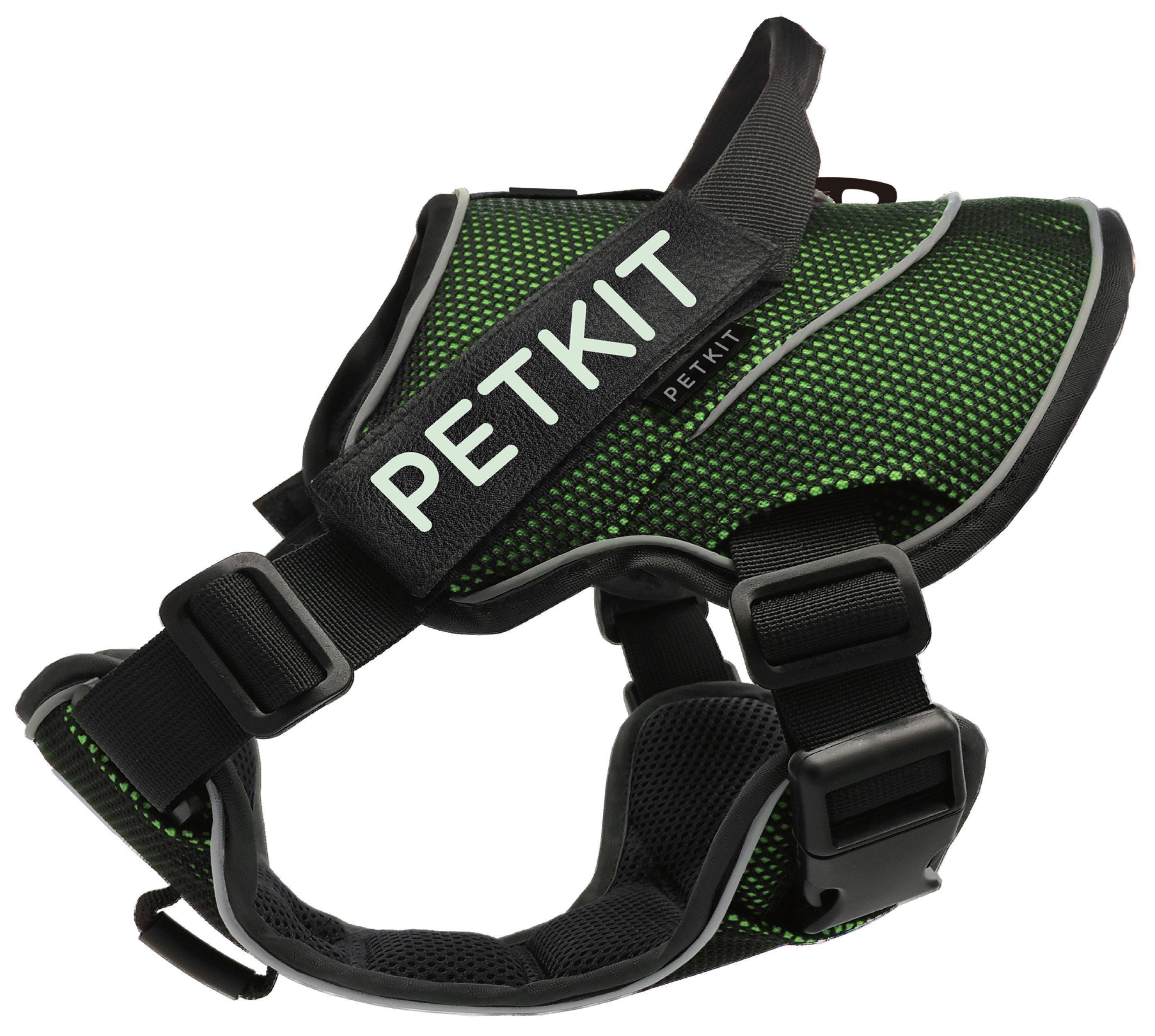 PETKIT ® 'AIR' Quad-Connecting Cushioned Chest Compression and Reflective Breathable Premium Safety Mesh Pet Dog Harness Large Green/Black