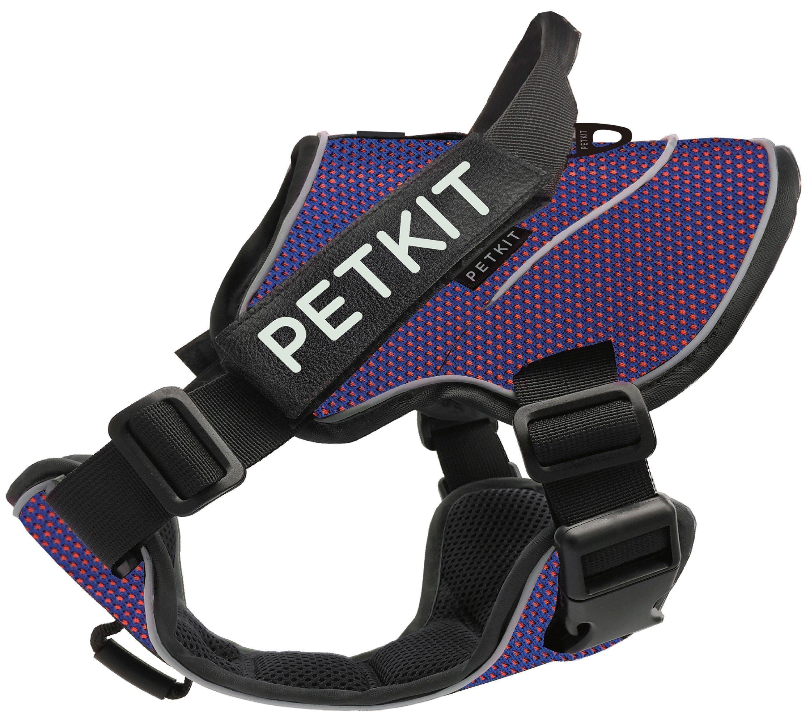 PETKIT ® 'AIR' Quad-Connecting Cushioned Chest Compression and Reflective Breathable Premium Safety Mesh Pet Dog Harness Small Orange/Blue