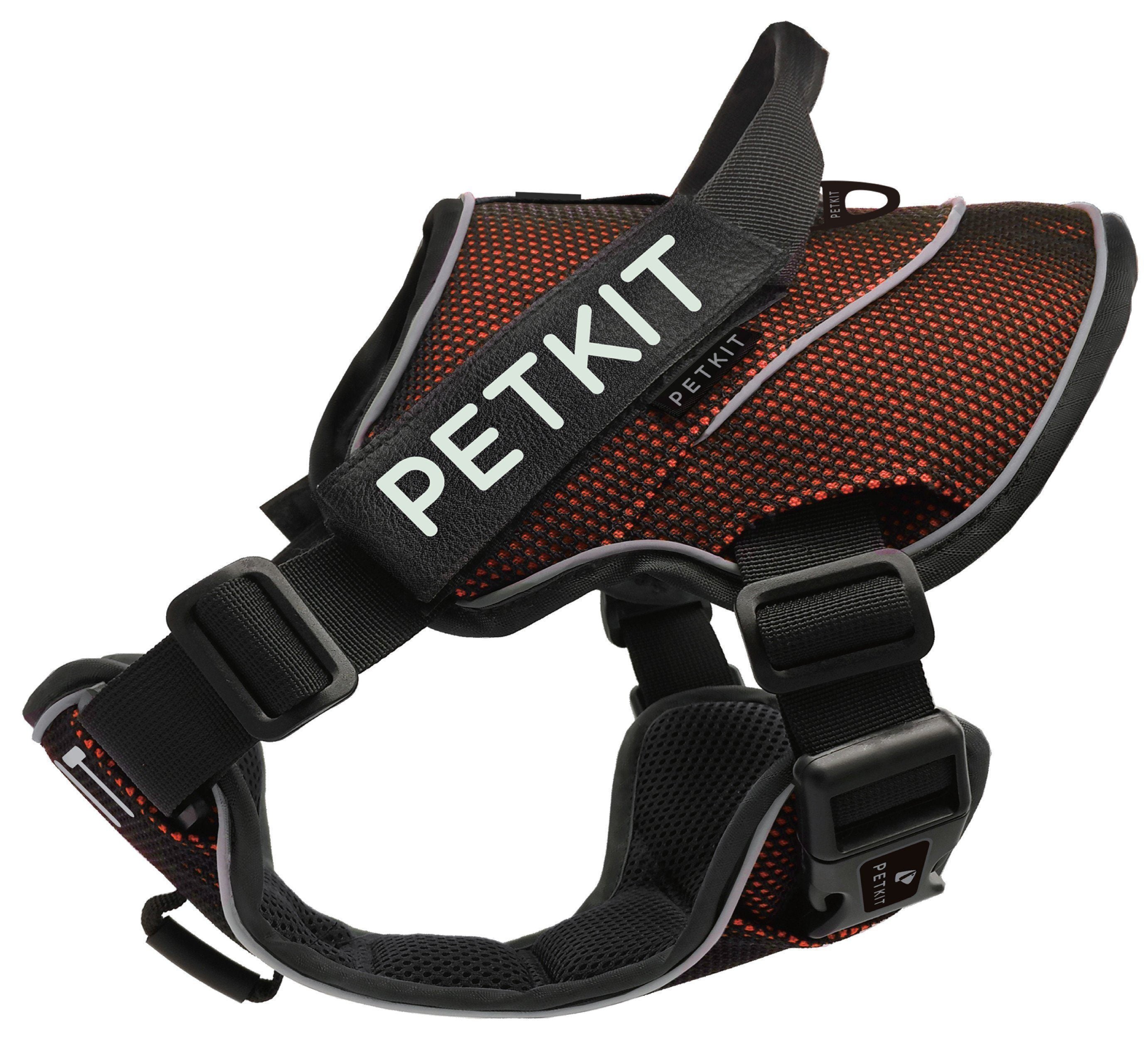 PETKIT ® 'AIR' Quad-Connecting Cushioned Chest Compression and Reflective Breathable Premium Safety Mesh Pet Dog Harness Large Orange/Black