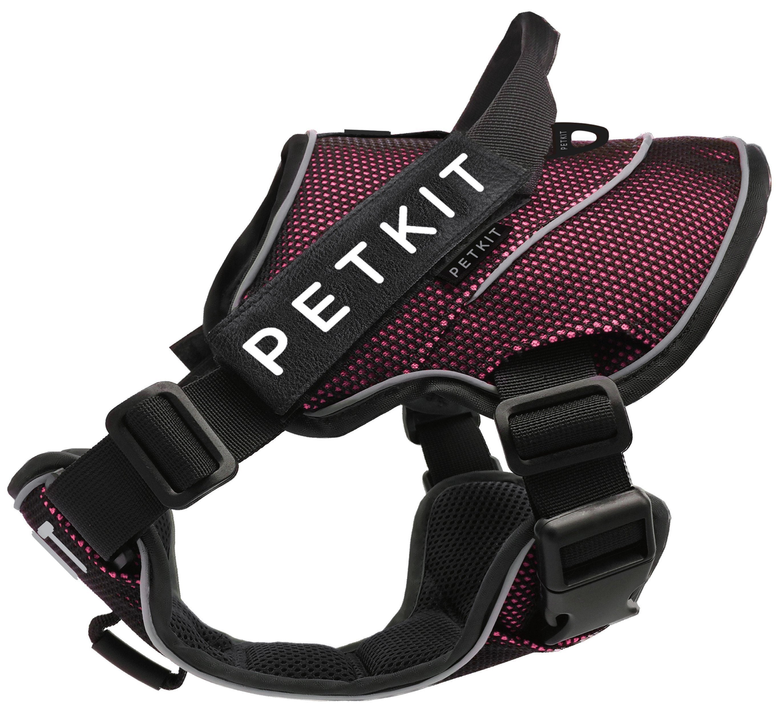 PETKIT ® 'AIR' Quad-Connecting Cushioned Chest Compression and Reflective Breathable Premium Safety Mesh Pet Dog Harness Small Pink/Black