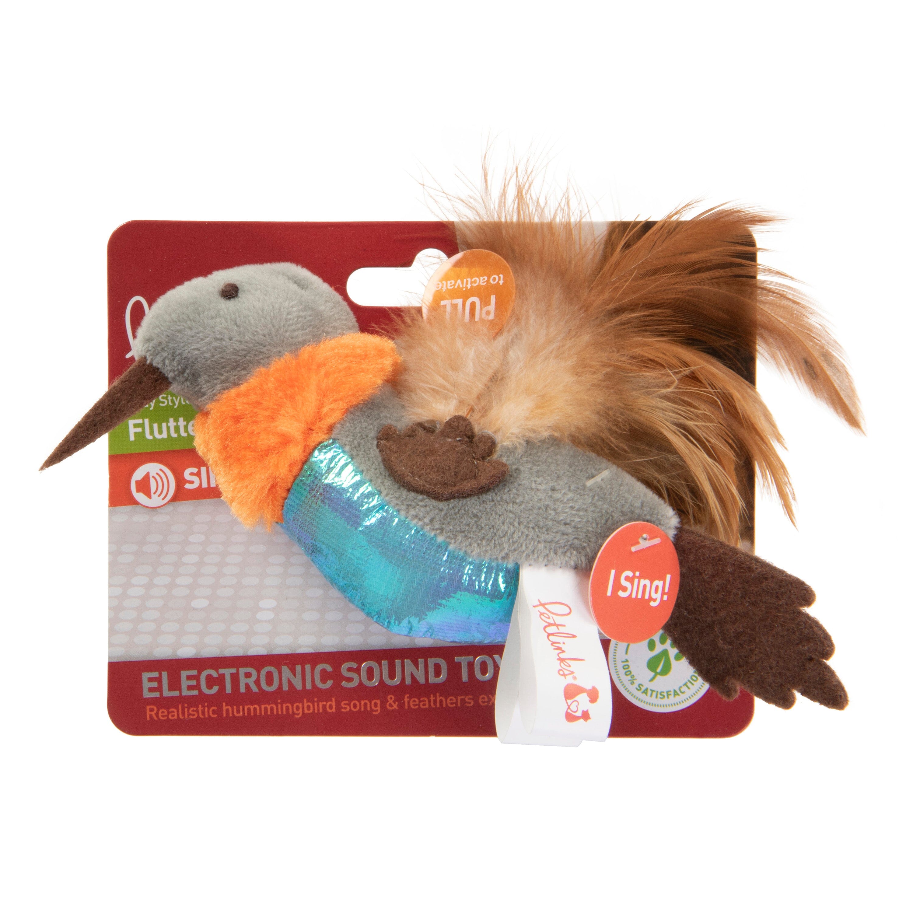 Petlinks Flutter Singer Hummingbird Electronic Sound Cat Toy - Multi-Color - One Size  