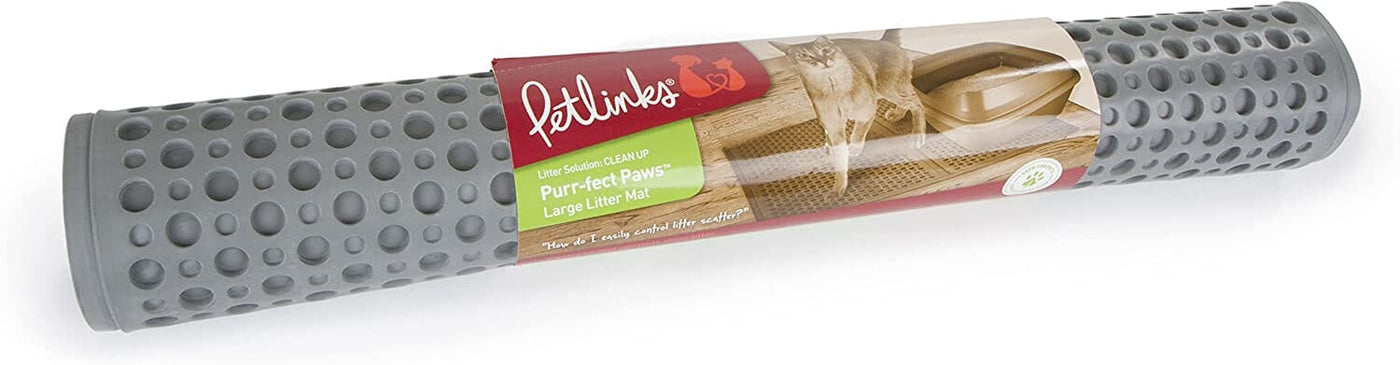 PETLINKS Purrfect Paws Cat Litter Mat, Blue, Medium 
