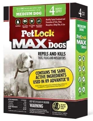 Petlock Max Flea & Tick Control for Dogs - 11 - 20 Lbs - 4 Pack  