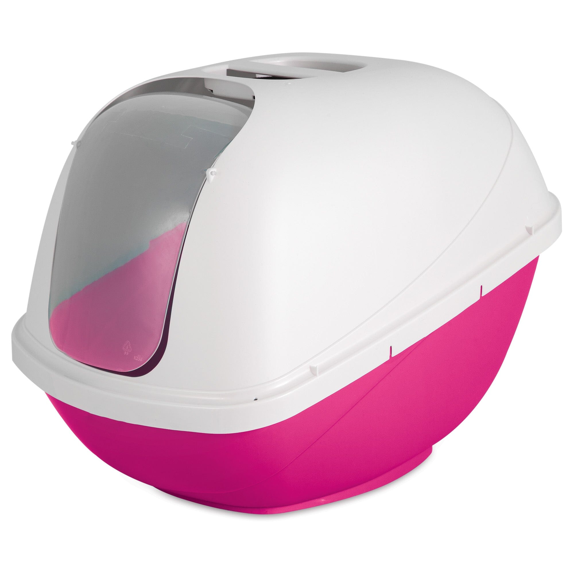 Petmate Basic Hooded Cat Litter Box Hot Pink Base/Pearl White Hood - Large  