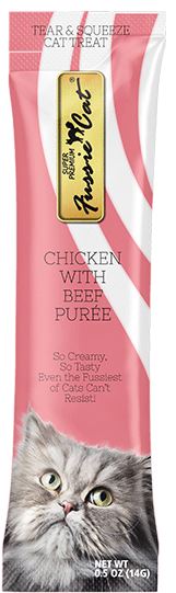 Pets Global Fussie Cat Chicken/Beef Puree Wet Cat Food - .05 Oz Tubes - 4 Pack  