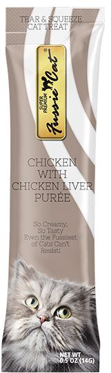 Pets Global Fussie Cat Chicken/Liver Puree Wet Cat Food - .05 Oz Tubes - 4 Pack  
