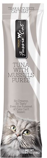 Pets Global Fussie Cat Tuna Mussels Puree Wet Cat Food - .05 Oz Tubes - 4 Pack