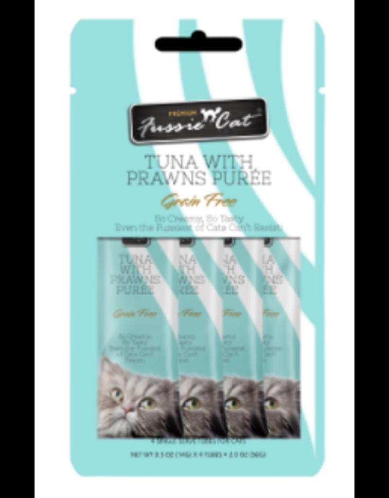 Pets Global Fussie Cat Tuna with Prawns Puree Puree Cat Treats - 4 pk/.05 oz tubes  