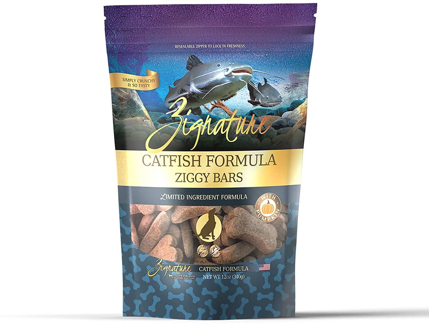 Pets Global Grain-Free Ziggy Bars Zignature Catfish Formula Biscuit Dog Treats - 12 oz Bag  