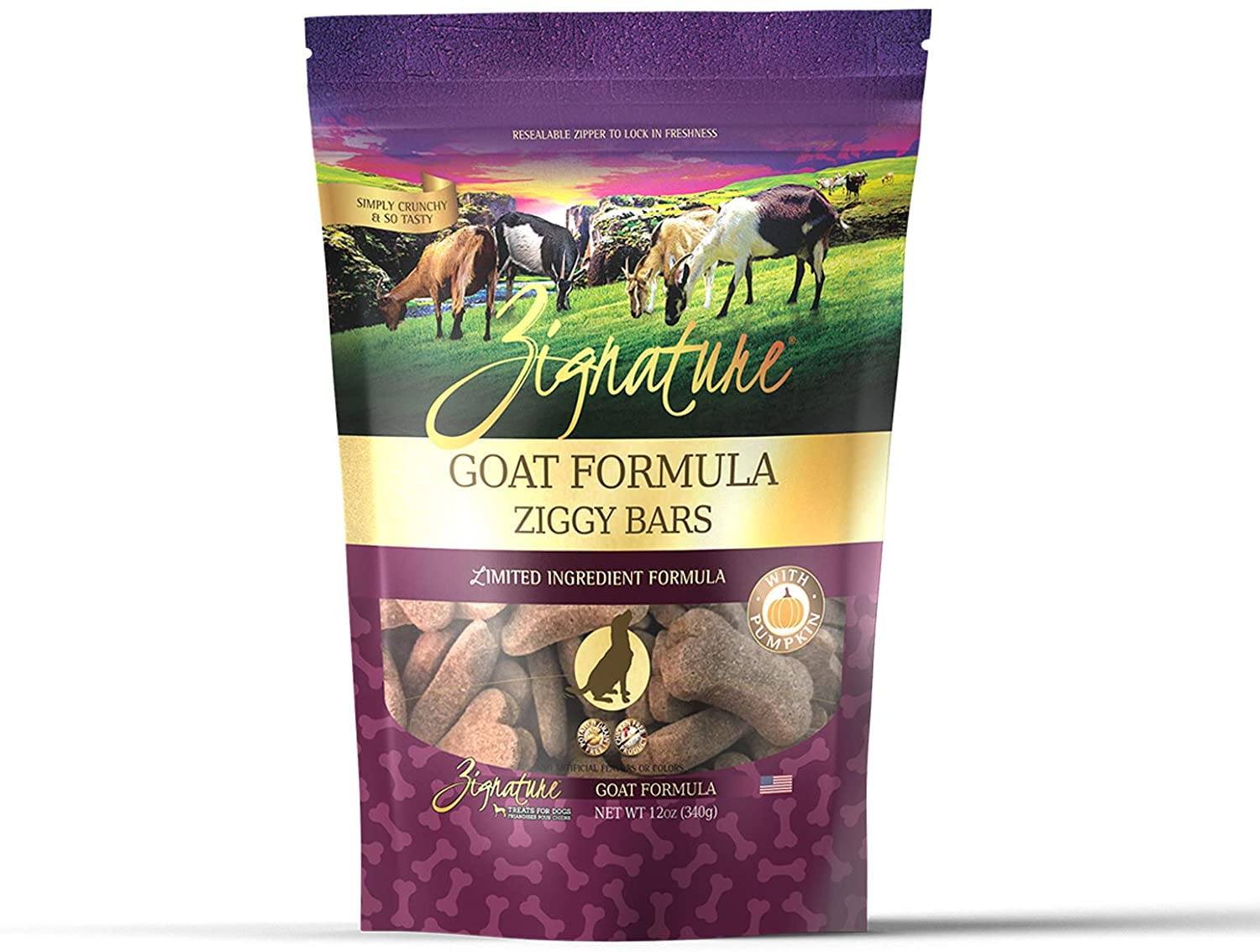 Pets Global Grain-Free Ziggy Bars Zignature Goat Formula Biscuit Dog Treats - 12 oz Bag  