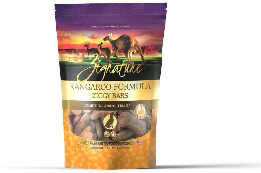 Pets Global Grain-Free Ziggy Bars Zignature Kangaroo Formula Biscuit Dog Treats - 12 oz Bag  