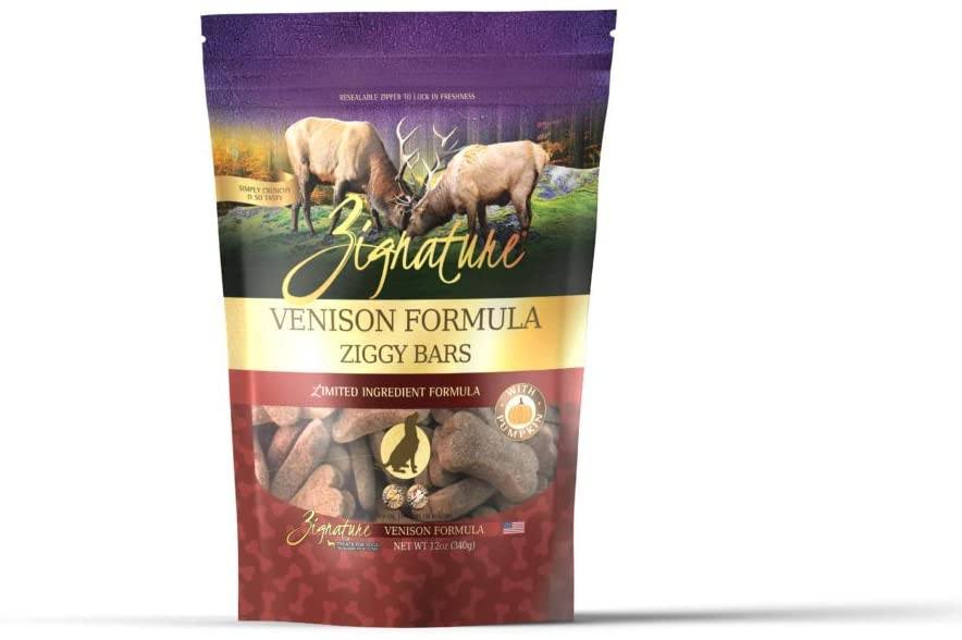 Pets Global Grain-Free Ziggy Bars Zignature Venison Formula Biscuit Dog Treats - 12 oz Bag  