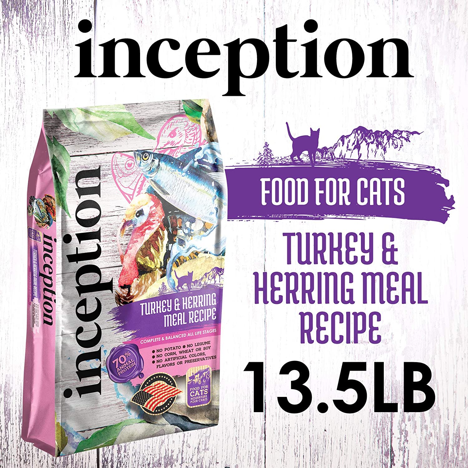 Pets Global Inception Cat Food Turkey with Herring Recipe Dry Cat Food - 13.5 lb Bag  