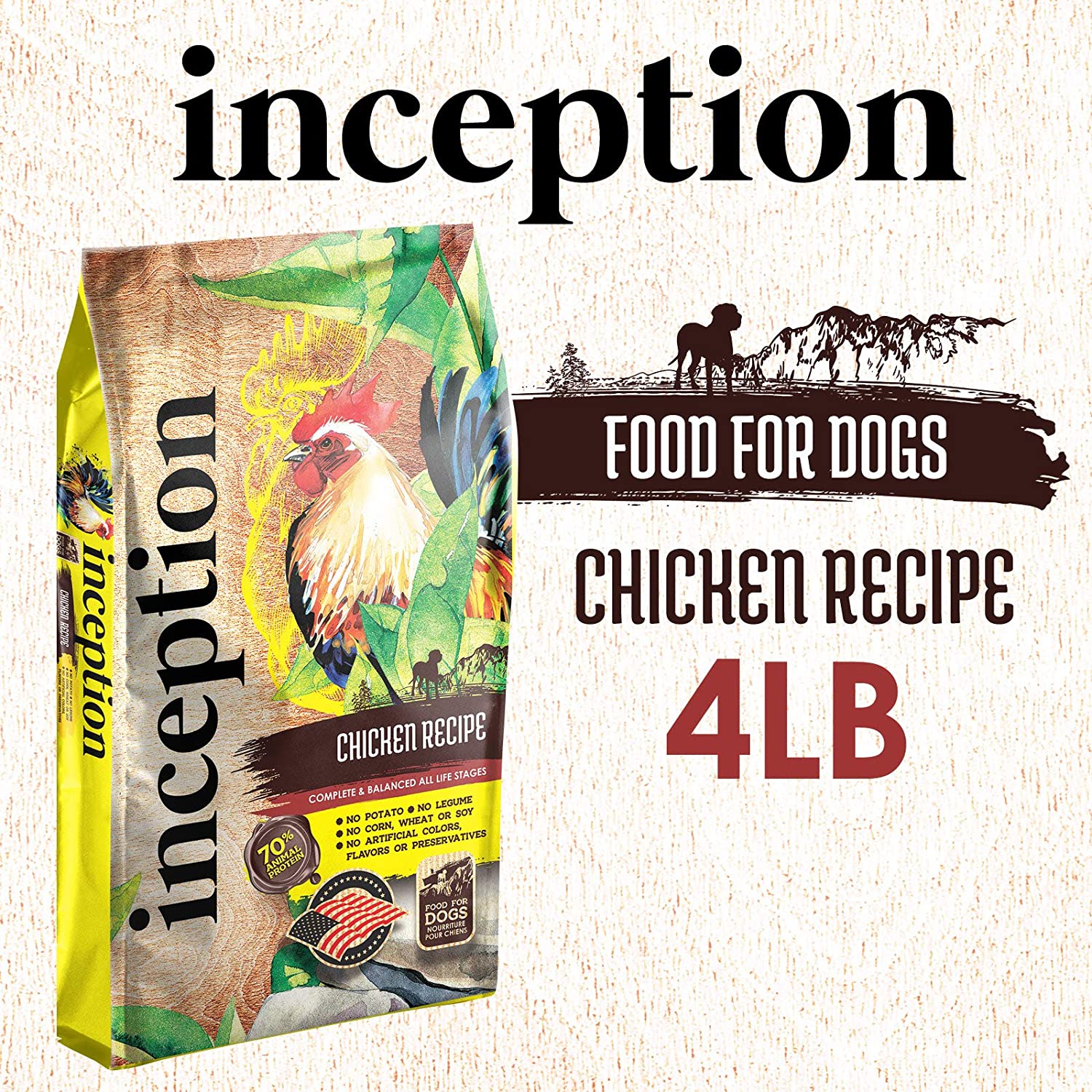 Pets Global Inception Dog Food Chicken Recipe Dry Dog Food - 4 lb Bag  