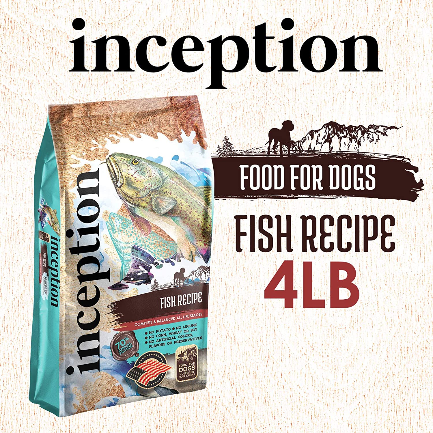 Pets Global Inception Dog Food  Fish Recipe Dry Dog Food - 4 lb Bag  