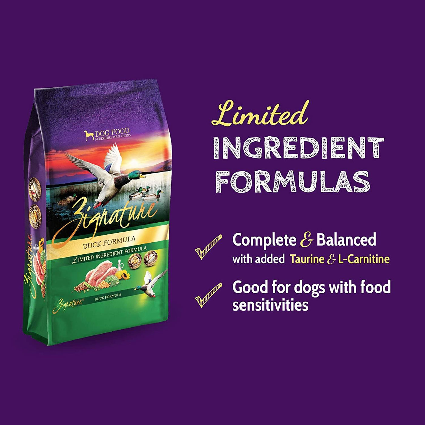 Zignature duck shop dog food ingredients