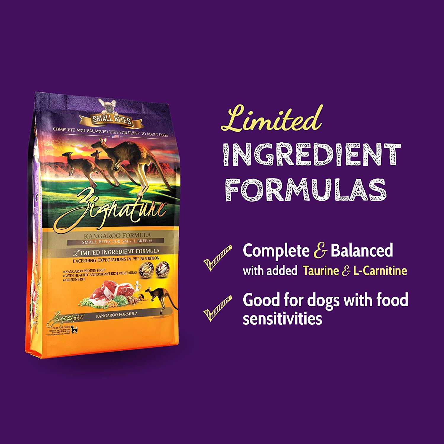 Pets Global Zignature Kangaroo Formula Small Bites Dry Dog Food - 13.5 lb Bag  