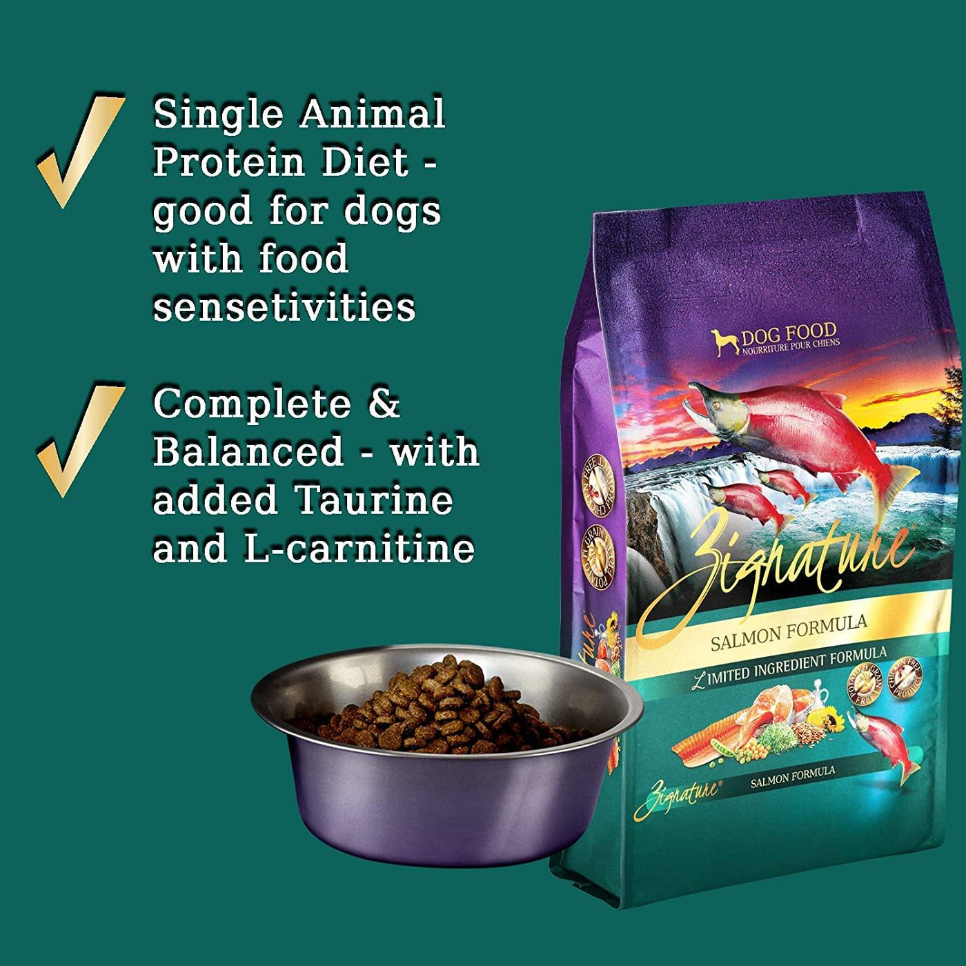 Zignature dog food outlet taurine