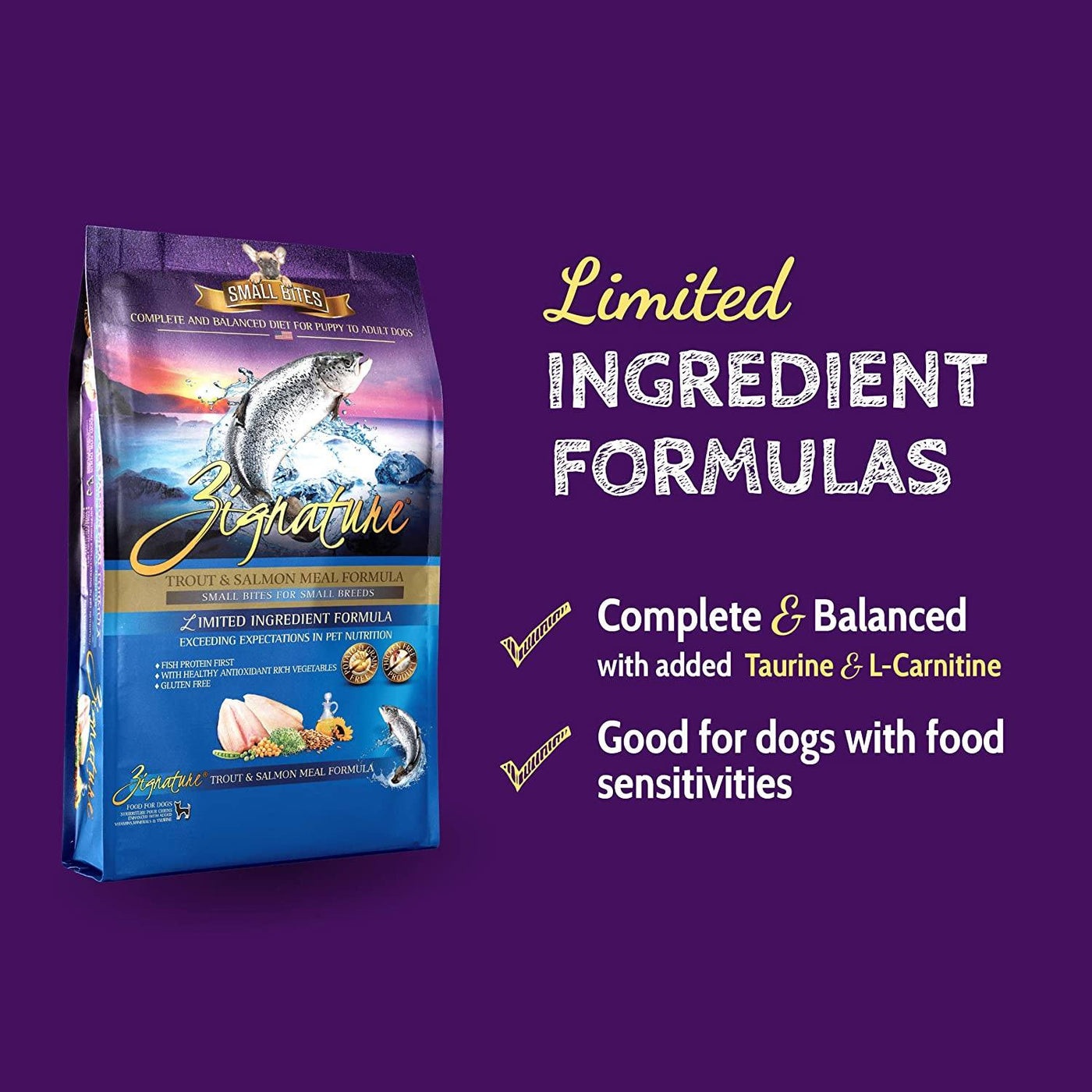 Zignature dog food outlet small bites