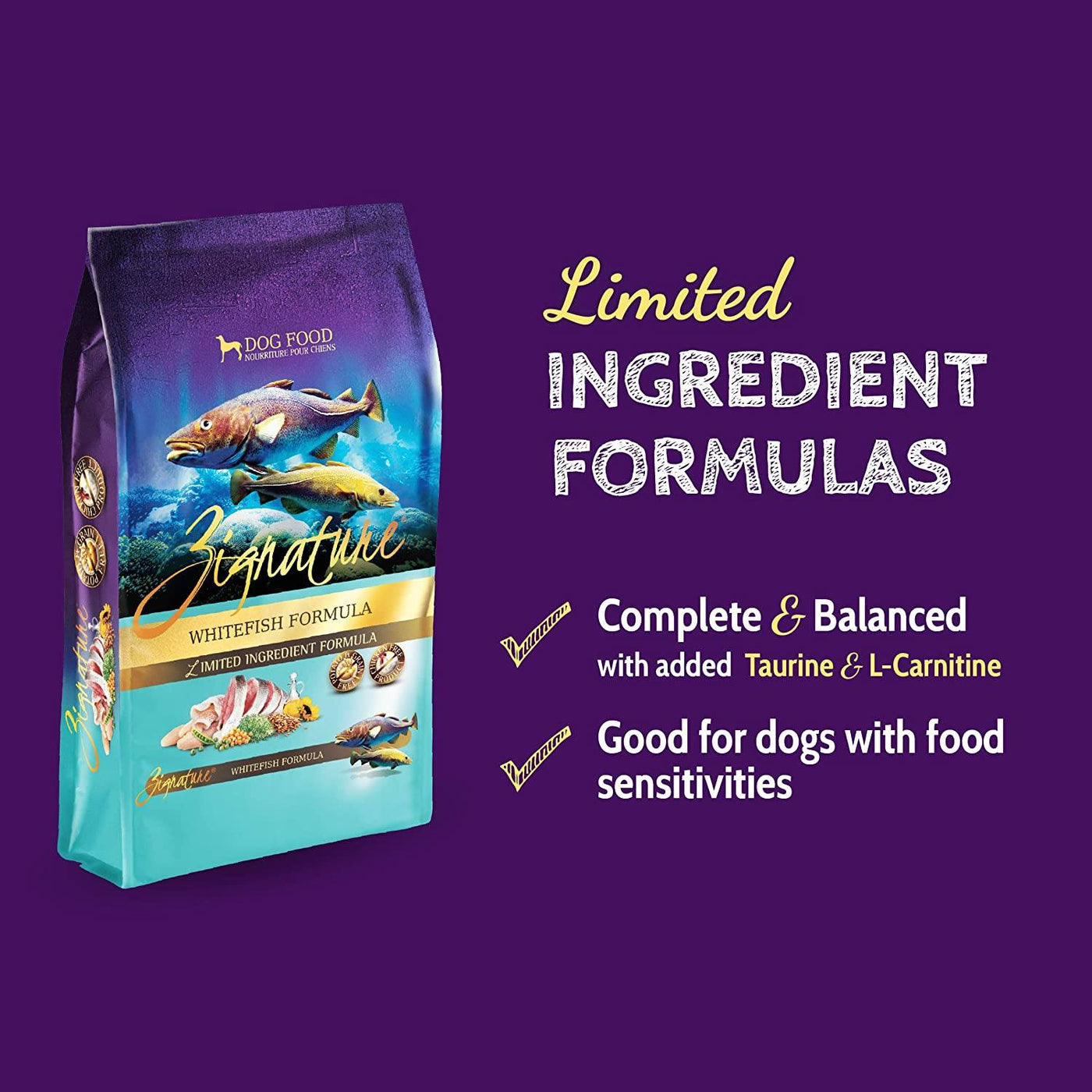 Zignature whitefish hotsell dog food