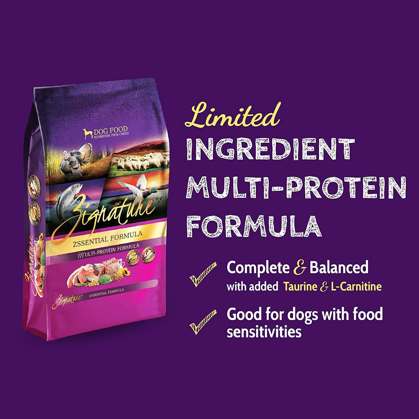 Zignature dog shop food zssential formula