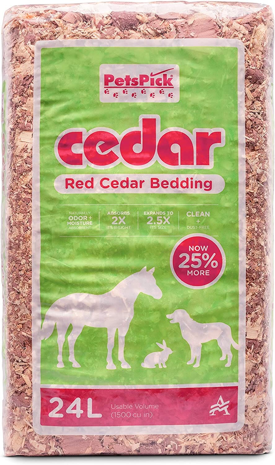 Pet's Pick Kiln Dried Red Cedar Bedding - Red Cedar - 24 L  