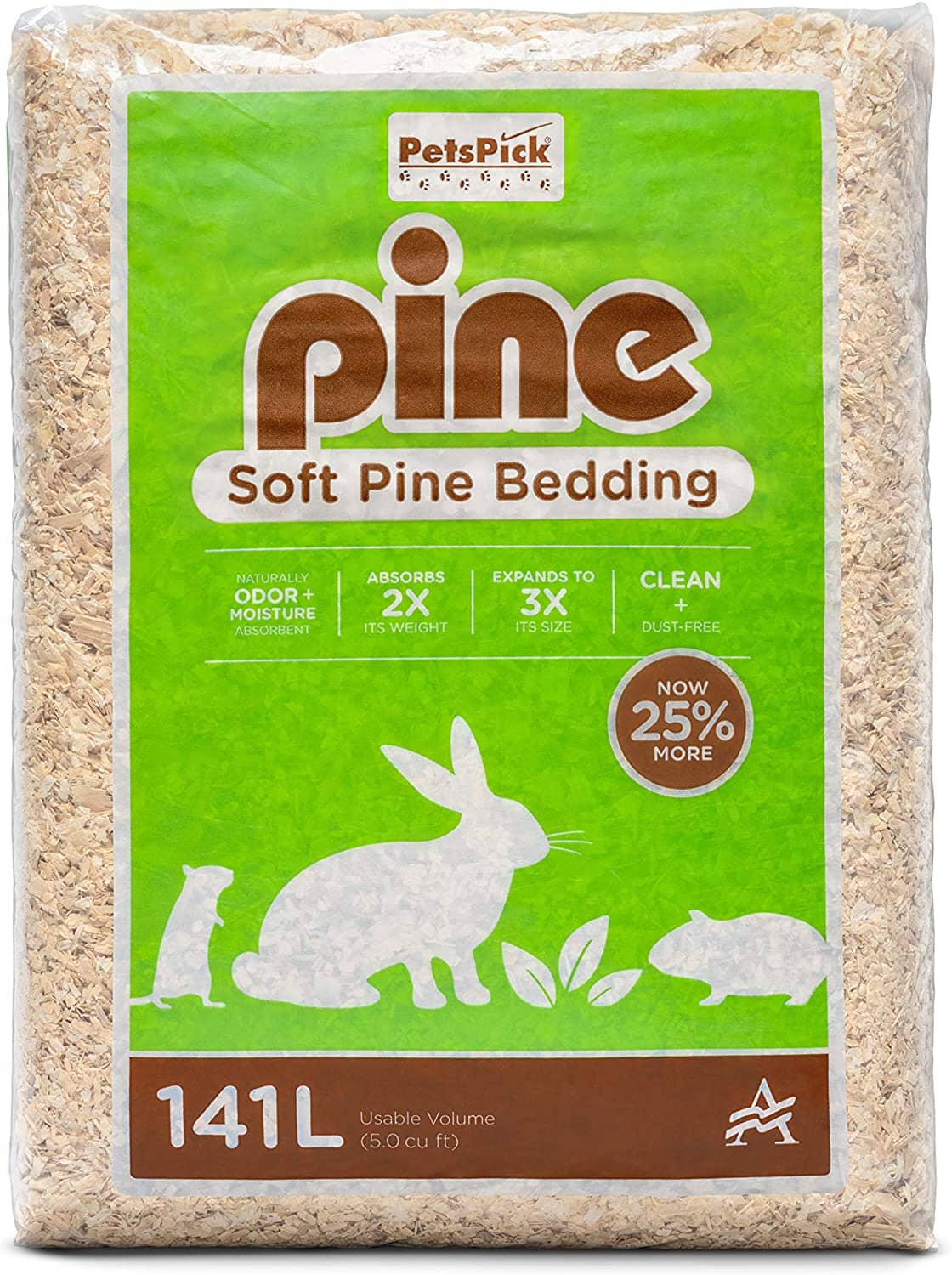 Pet's Pick Kiln Dried Soft Pine Bedding - Pine - 141 L  