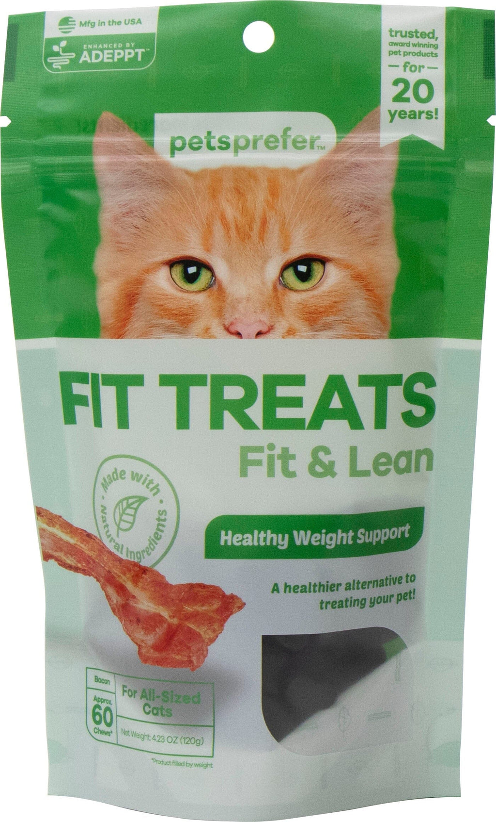 Pets Prefer Fit Treats for Cats Cat Supplements - Bacon - 60 Count  