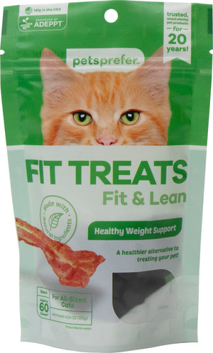 Pets Prefer Fit Treats for Cats Cat Supplements - Bacon - 60 Count