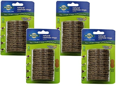 Petsafe Busy Buddy Natural Rawhide Rings Natural Dog Chews - Peanut Butter - Large - 16 Pack  