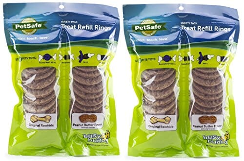 Petsafe Busy Buddy Natural Rawhide Rings Natural Dog Chews - Peanut Butter - Large - 24 Pack  