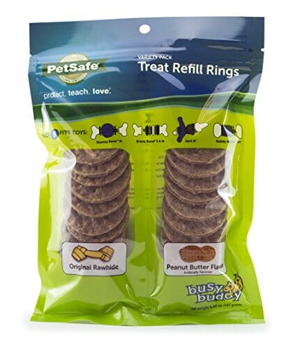 Petsafe Busy Buddy Natural Rawhide Rings Natural Dog Chews - Peanut Butter - Medium - 24 Pack  