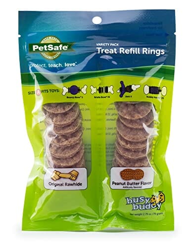 Petsafe Busy Buddy Natural Rawhide Rings Natural Dog Chews - Peanut Butter - Small - 24 Pack  