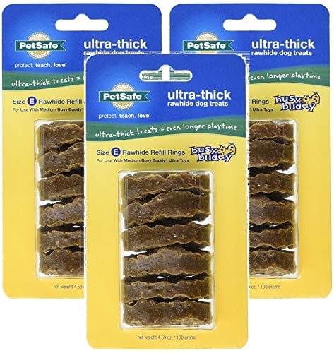 Petsafe Busy Buddy Ultra Thick Natural Rawhide Rings Natural Dog Chews - Natural - Medium - 6 Pack  