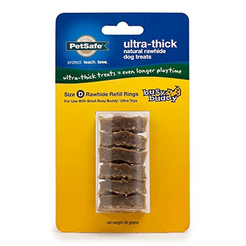 Petsafe Busy Buddy Ultra Thick Natural Rawhide Rings Natural Dog Chews - Natural - Small - 6 Pack  