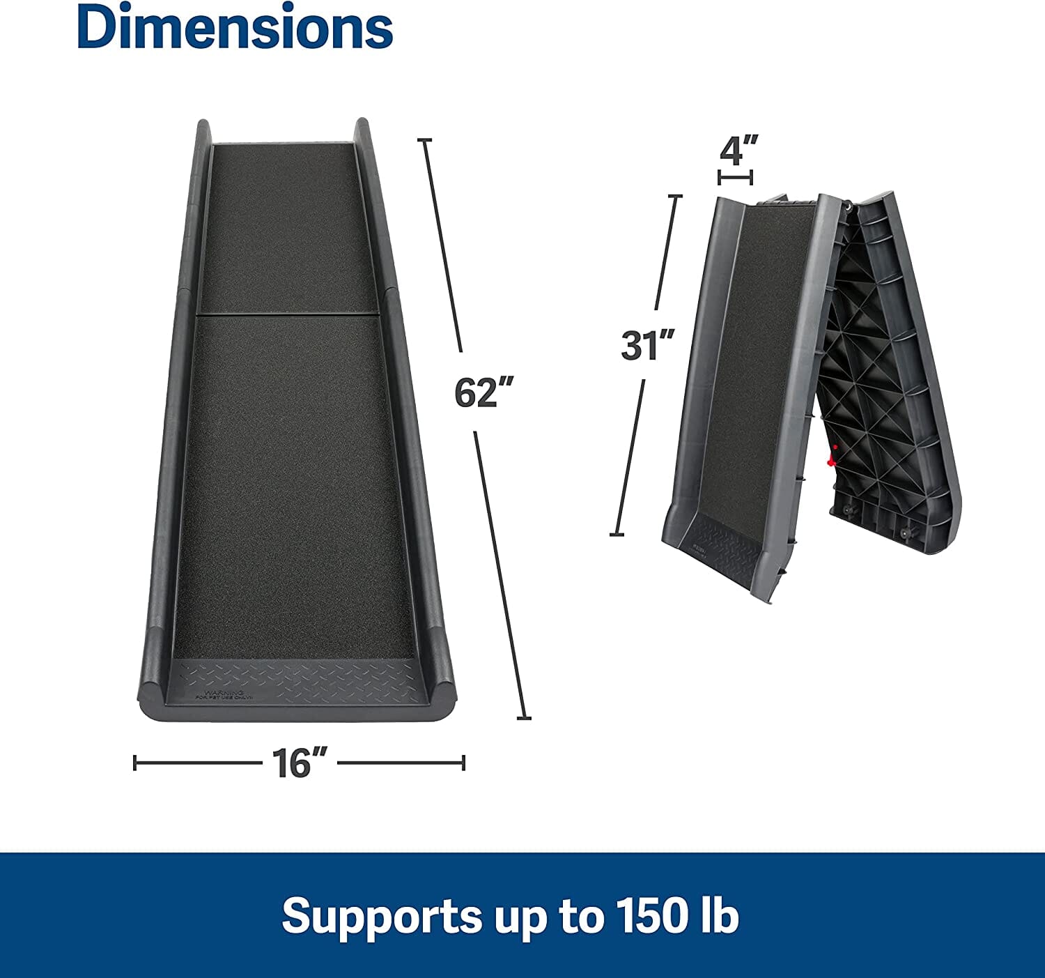 Petsafe Happy Ride Folding Pet Ramp - Black - 62 X 16 In  