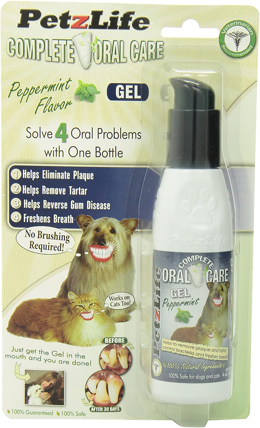 PETZLIFE Oral Care Gel Blister Pack for Dogs and Cats  - 4 oz  