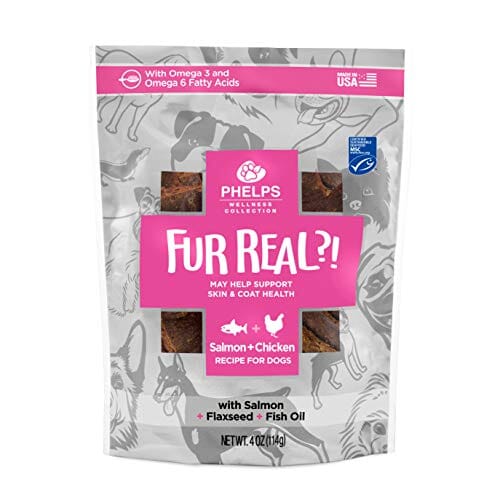 Phelps Wellness Collection Fur Real?! Skin & Coat Recipe Soft and Chewy Dog Treats - Sa...