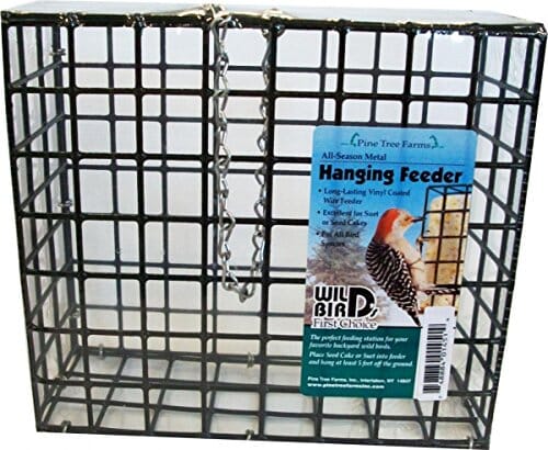 Pine Tree Farms Hanging Feeder for Large Seed & Suet Cake Suet and Seed Cake Wild Bird Feeder - Green  