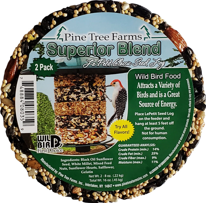 Pine Tree Farms Lepetit Classic Seed Log Wild Bird Food - Superior - 8 Oz - 2 Pack