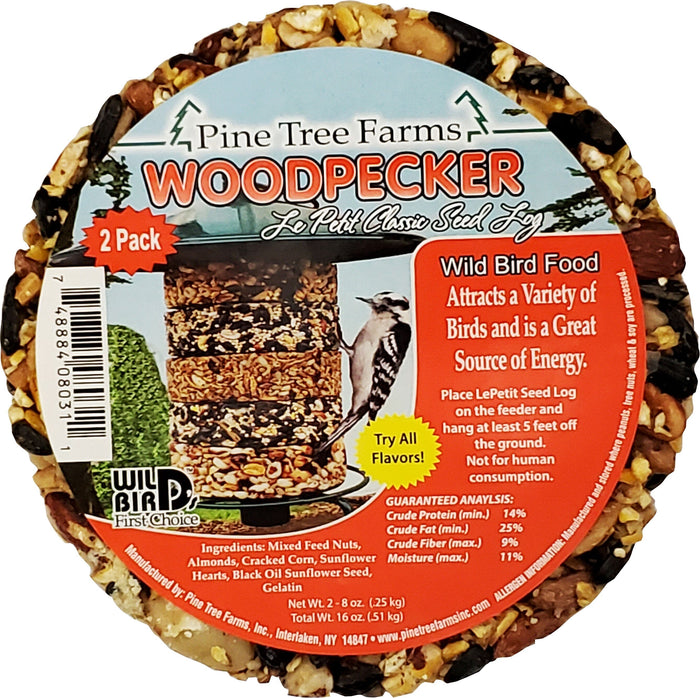 Pine Tree Farms Lepetit Classic Seed Log Wild Bird Food - Woodpecker - 8 Oz - 2 Pack