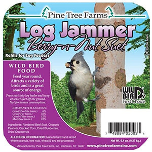 Pine Tree Farms Log Jammer Suet Plugs Wild Bird Food - Berry Nut - 9.4 Oz - 3 Pack