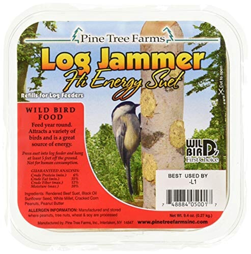 Pine Tree Farms Log Jammer Suet Plugs Wild Bird Food - Hi Energy - 9.4 Oz - 3 Pack