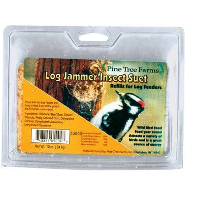 Pine Tree Farms Log Jammer Suet Plugs Wild Bird Food - Insect - 9.4 Oz - 3 Pack